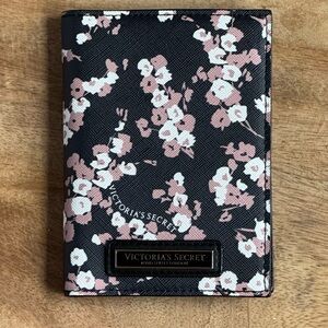 Victoria's Secret Black and Pink Floral Passport Cover NWT
